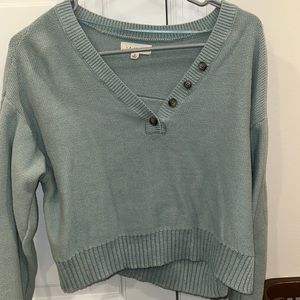 Blue Knitted Cropped Sweater